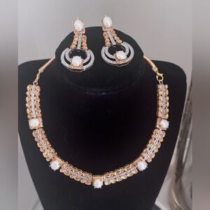 Elegant Gold and Silver Pearl Jewelry Set